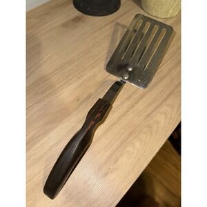 Vintage Cutco 1716 Slotted Spatula Flipper Stainless Steel Brown Orange Handle